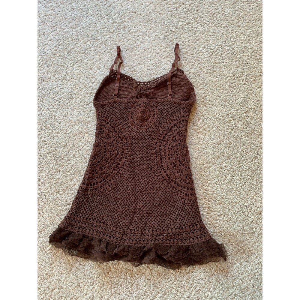 Free People Brown Crochet Mini Tunic Dress - Picture 2 of 8